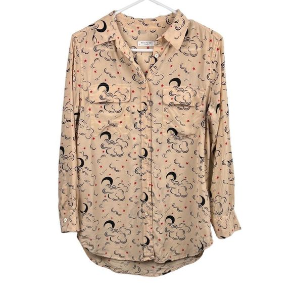 Equipment Tops - Equipment Femme Button Front Cloud and Stars Print Silk Blouse Size S